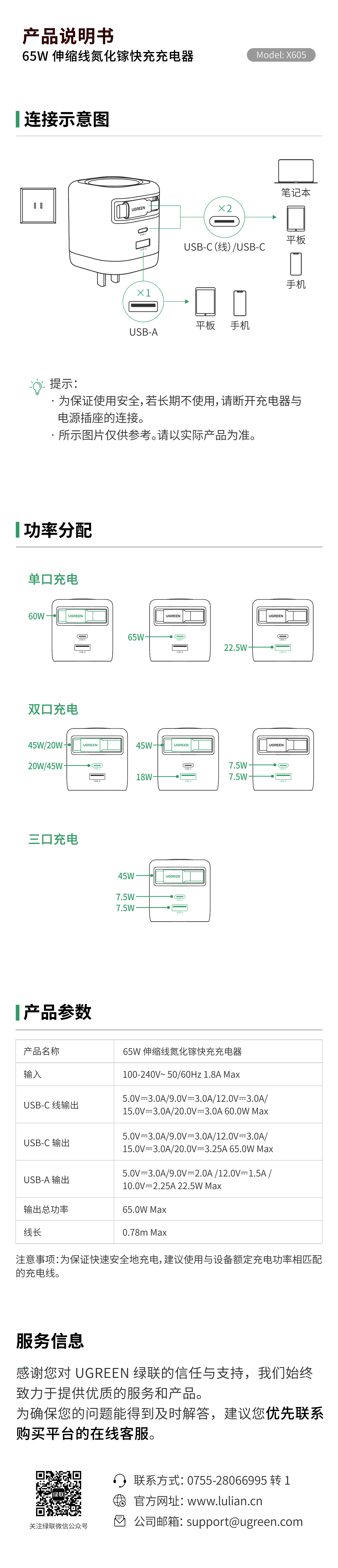 凯时AG65W氮化镓快充充电器电子版使用注明